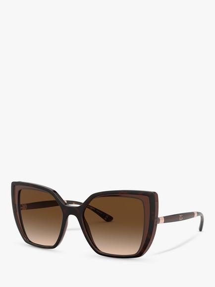 Dolce & Gabbana DG6138 Women's Butterfly Sunglasses, Brown/Brown Gradient, Brown/Brown Gradient