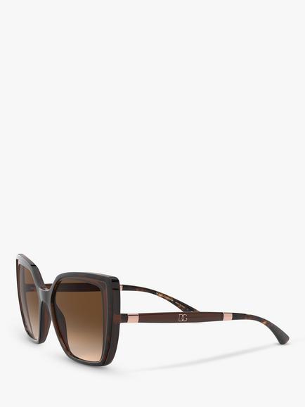Dolce & Gabbana DG6138 Women's Butterfly Sunglasses, Brown/Brown Gradient - view 2, Brown/Brown Gradient