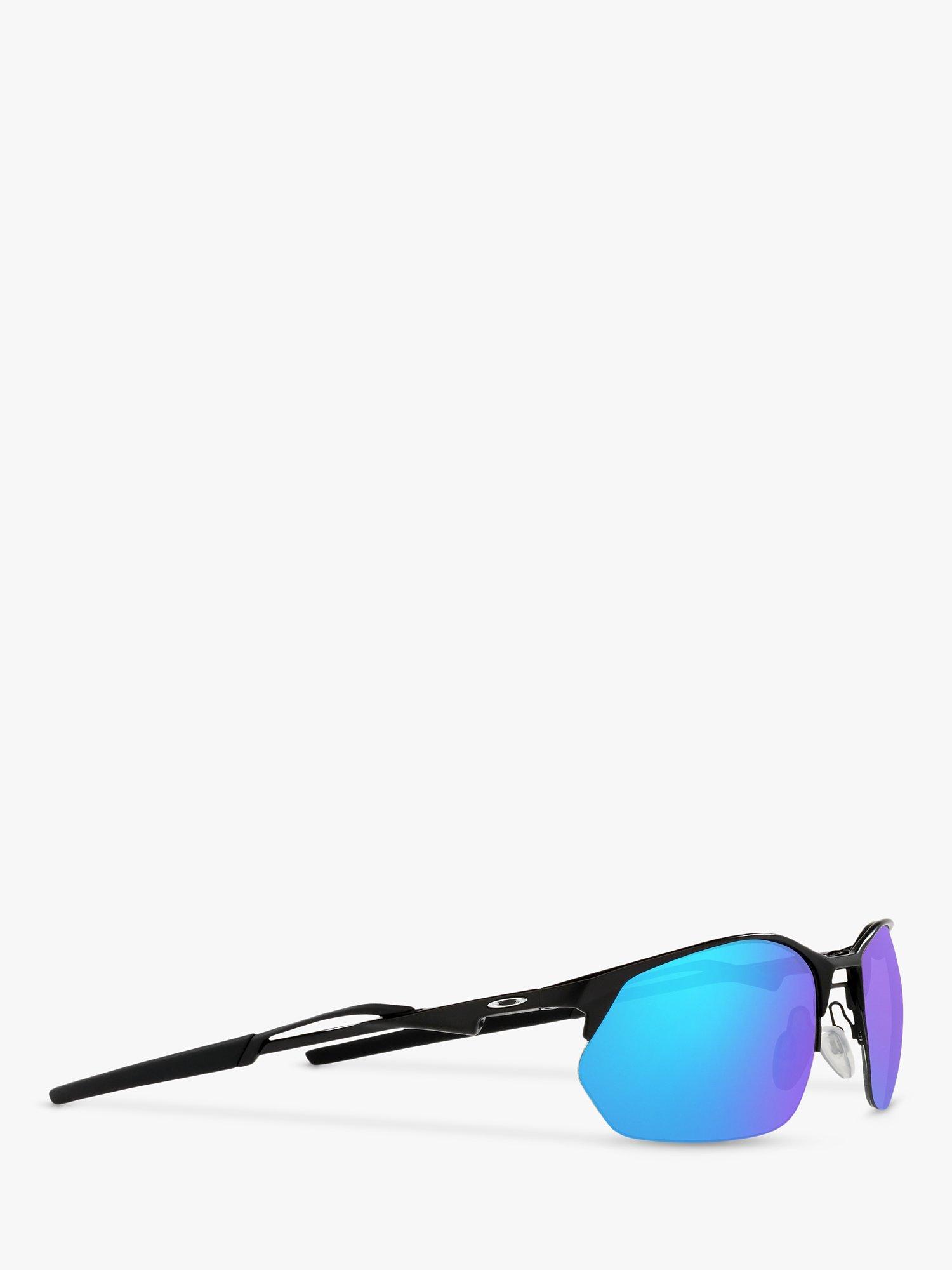 Product image 11 of 11, which shows Oakley OO4145 Men's Wire Tap 2.0 Prizm Rectangular Sunglasses, Satin Black/Mirror Blue
