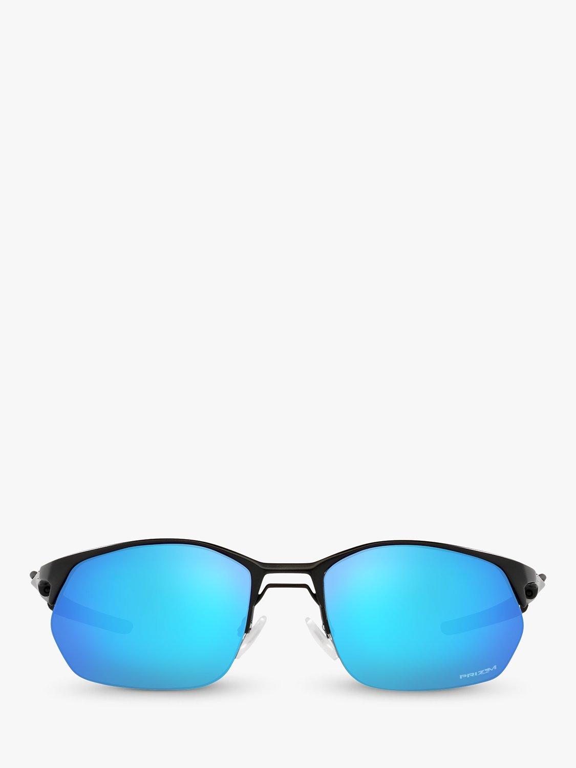 Product image 3 of 11, which shows Oakley OO4145 Men's Wire Tap 2.0 Prizm Rectangular Sunglasses, Satin Black/Mirror Blue