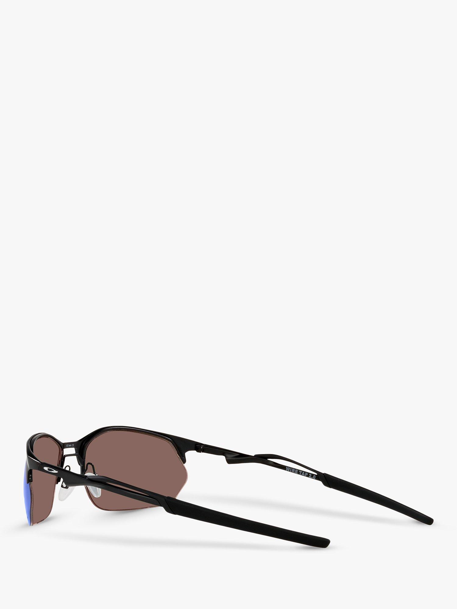 Product image 5 of 11, which shows Oakley OO4145 Men's Wire Tap 2.0 Prizm Rectangular Sunglasses, Satin Black/Mirror Blue