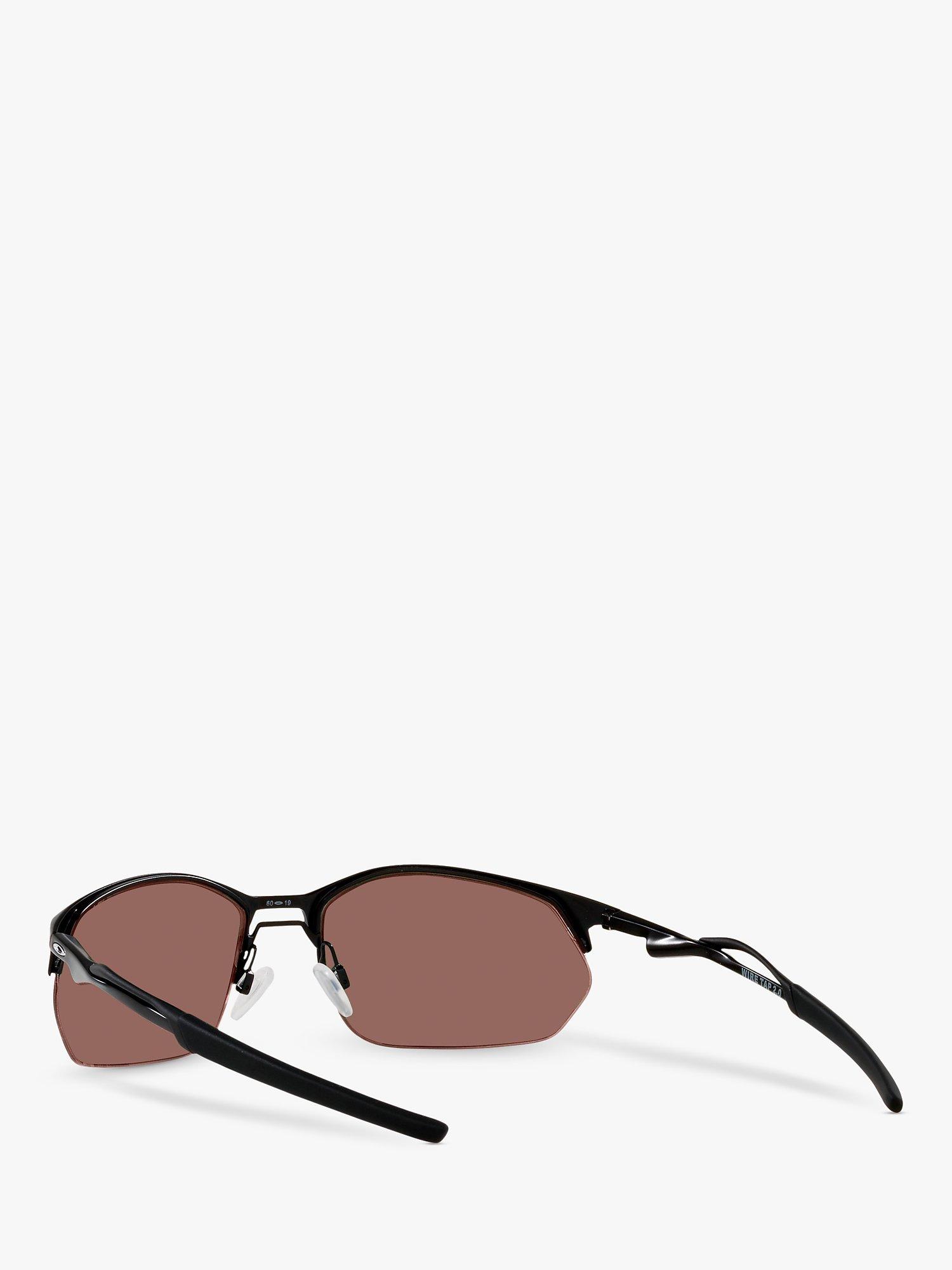 Product image 6 of 11, which shows Oakley OO4145 Men's Wire Tap 2.0 Prizm Rectangular Sunglasses, Satin Black/Mirror Blue