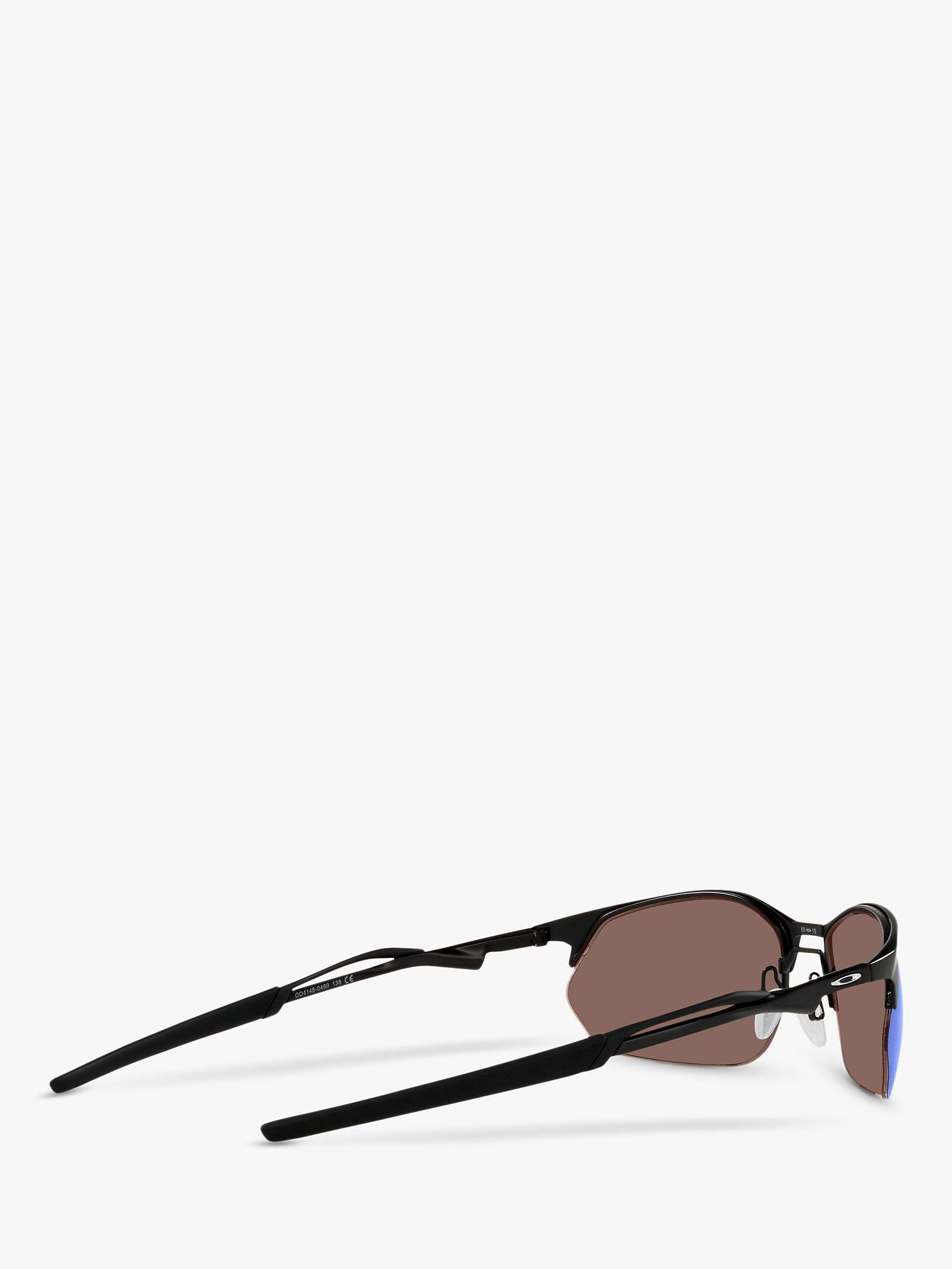 Product image 9 of 11, which shows Oakley OO4145 Men's Wire Tap 2.0 Prizm Rectangular Sunglasses, Satin Black/Mirror Blue