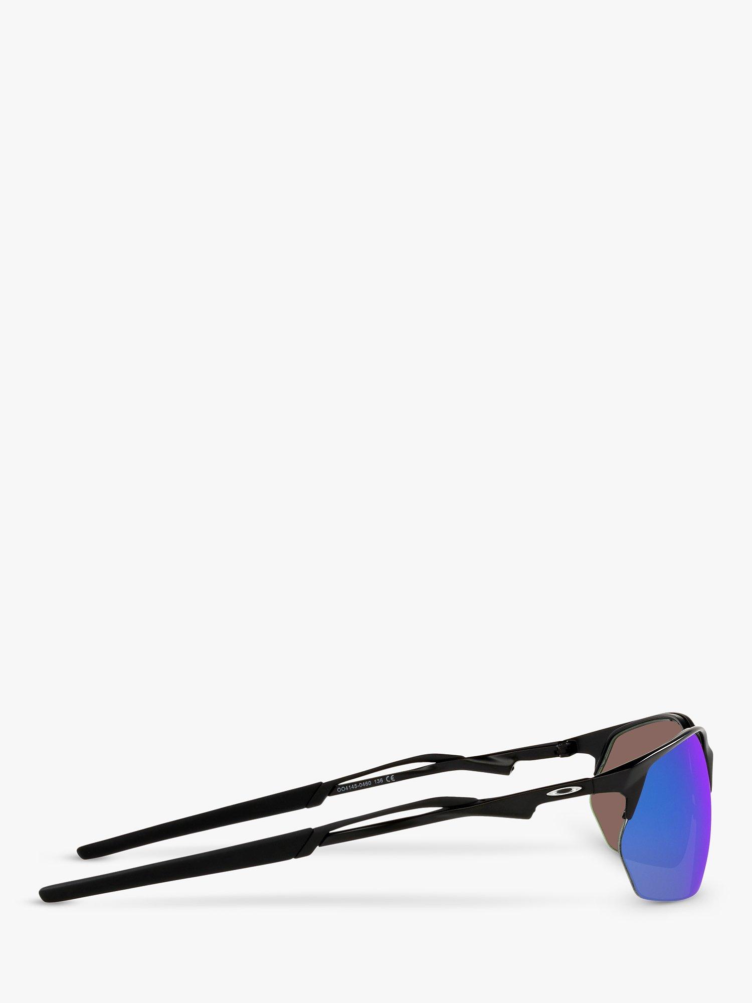 Product image 10 of 11, which shows Oakley OO4145 Men's Wire Tap 2.0 Prizm Rectangular Sunglasses, Satin Black/Mirror Blue