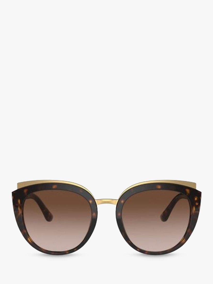 Product image 1 of 9, which shows Dolce & Gabbana DG4383 Women's Butterfly Sunglasses, Havana/Brown Gradient