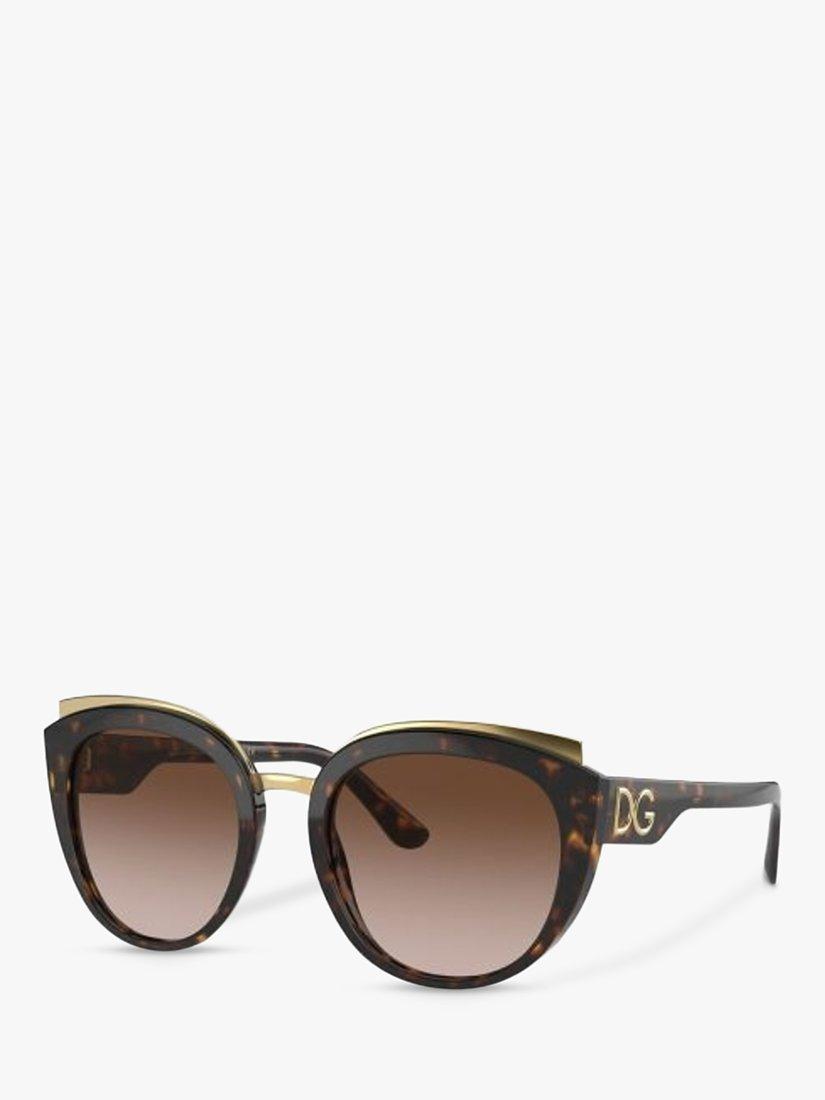 Product image 2 of 9, which shows Dolce & Gabbana DG4383 Women's Butterfly Sunglasses, Havana/Brown Gradient