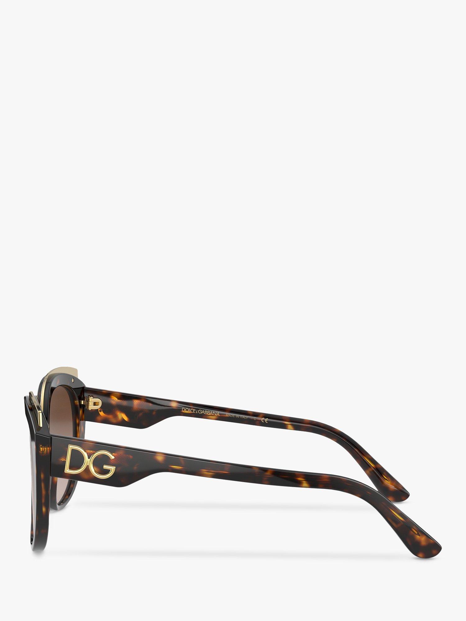 Product image 4 of 9, which shows Dolce & Gabbana DG4383 Women's Butterfly Sunglasses, Havana/Brown Gradient