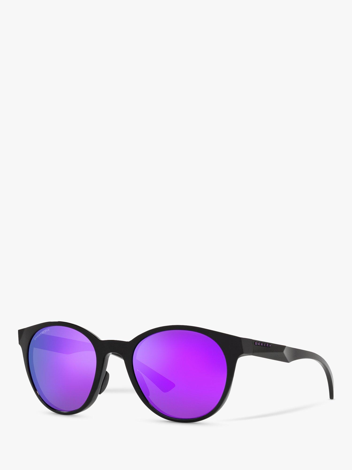 Oakley OO9474 Women's Spindrift Prizm Round Sunglasses, Polished Black/Purple