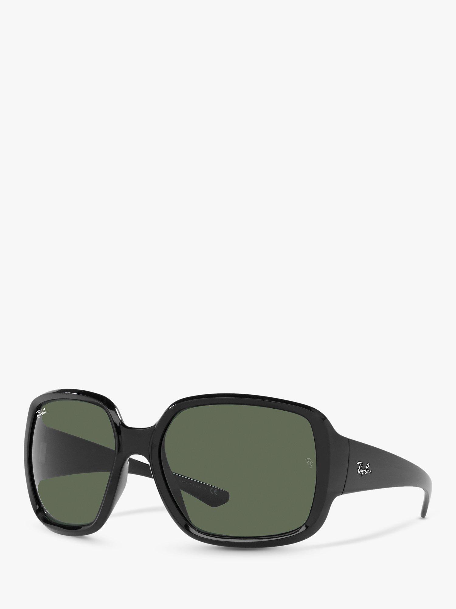 Product image 1 of 11, which shows Ray-Ban RB4347 Unisex Square Sunglasses, Black/Green Classic