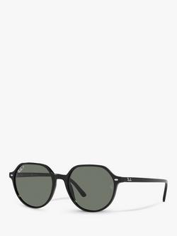 Ray-Ban RB2195 Unisex Thalia Polarised Square Sunglasses, Black, Black