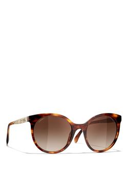 CHANEL Oval Sunglasses CH5440 Striped Brown/Brown Gradient, Striped Brown/Brown Gradient