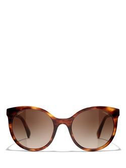 CHANEL Oval Sunglasses CH5440 Striped Brown/Brown Gradient - view 2, Striped Brown/Brown Gradient