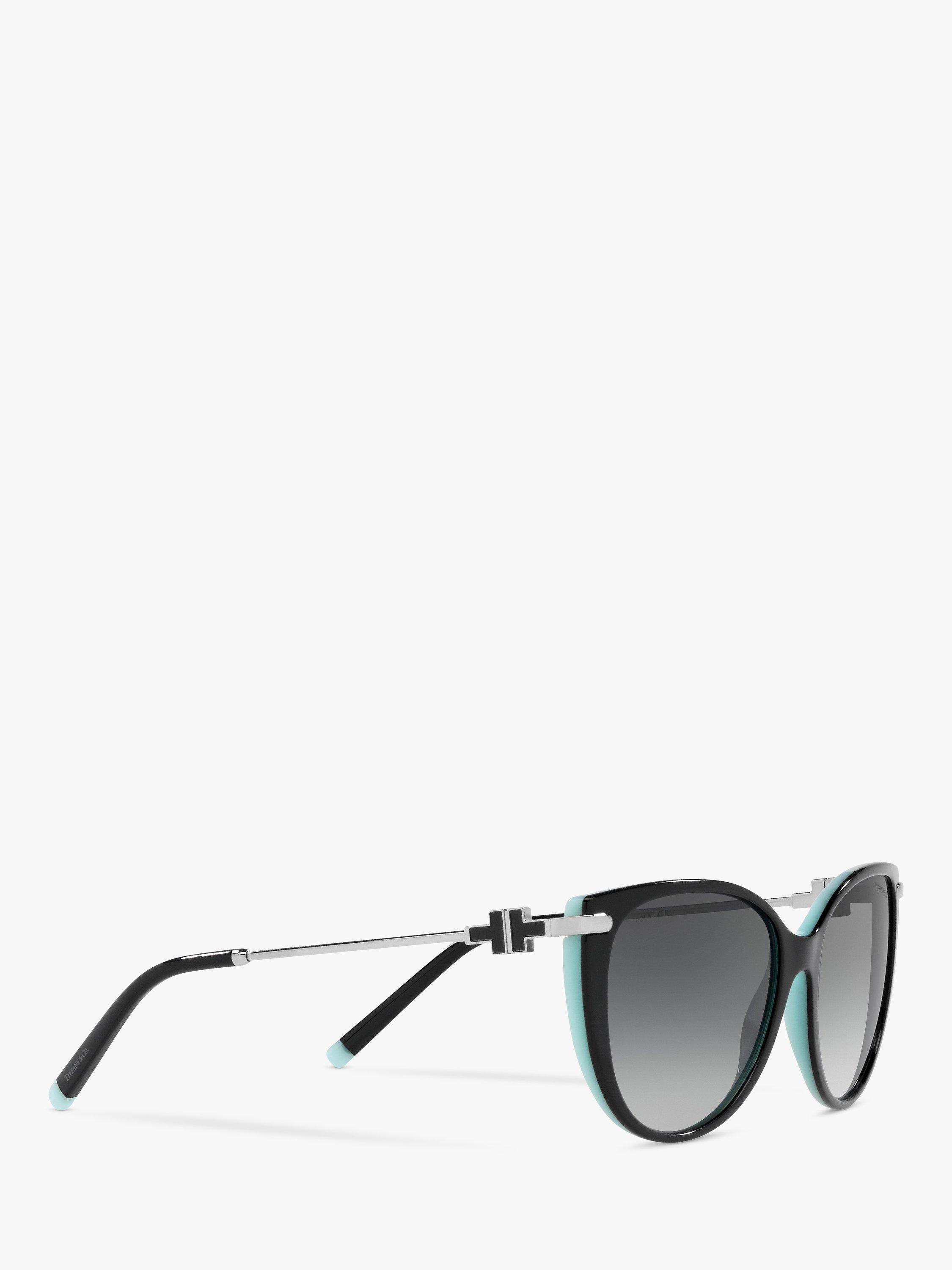 Product image 11 of 11, which shows Tiffany & Co TF4178 Women's Polarised Cat's Eye Sunglasses, Black/Tiffany Blue