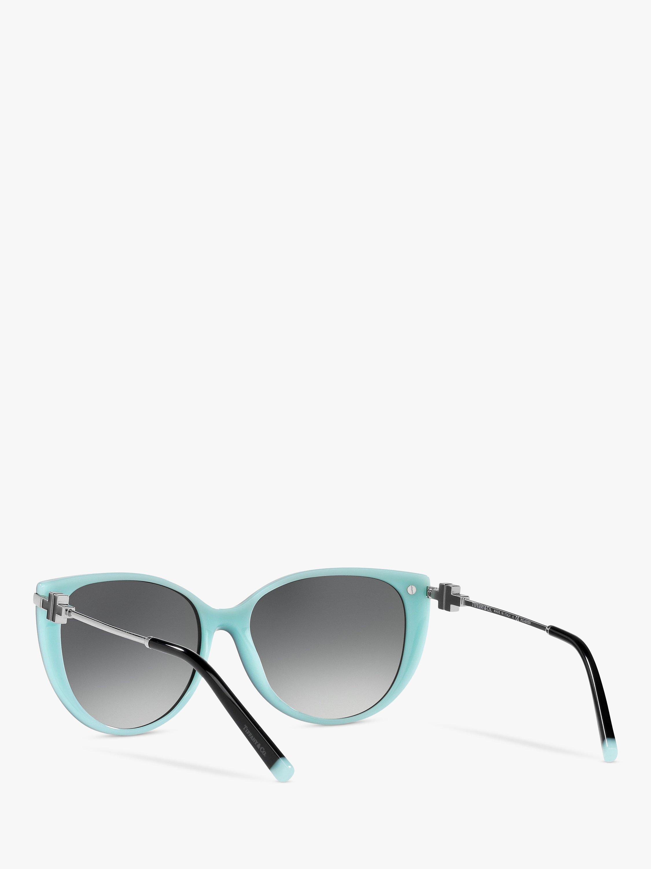 Product image 6 of 11, which shows Tiffany & Co TF4178 Women's Polarised Cat's Eye Sunglasses, Black/Tiffany Blue