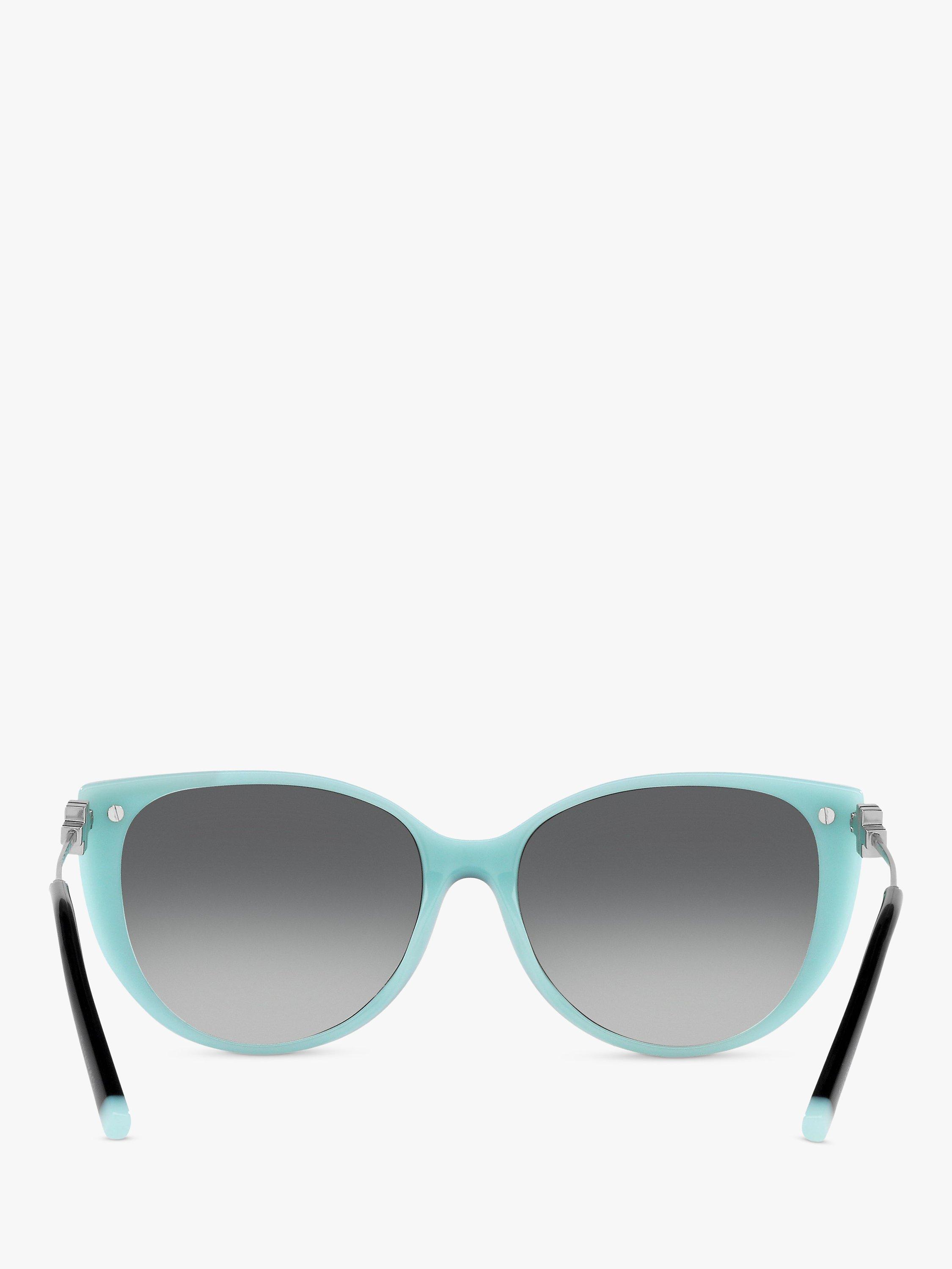 Product image 7 of 11, which shows Tiffany & Co TF4178 Women's Polarised Cat's Eye Sunglasses, Black/Tiffany Blue