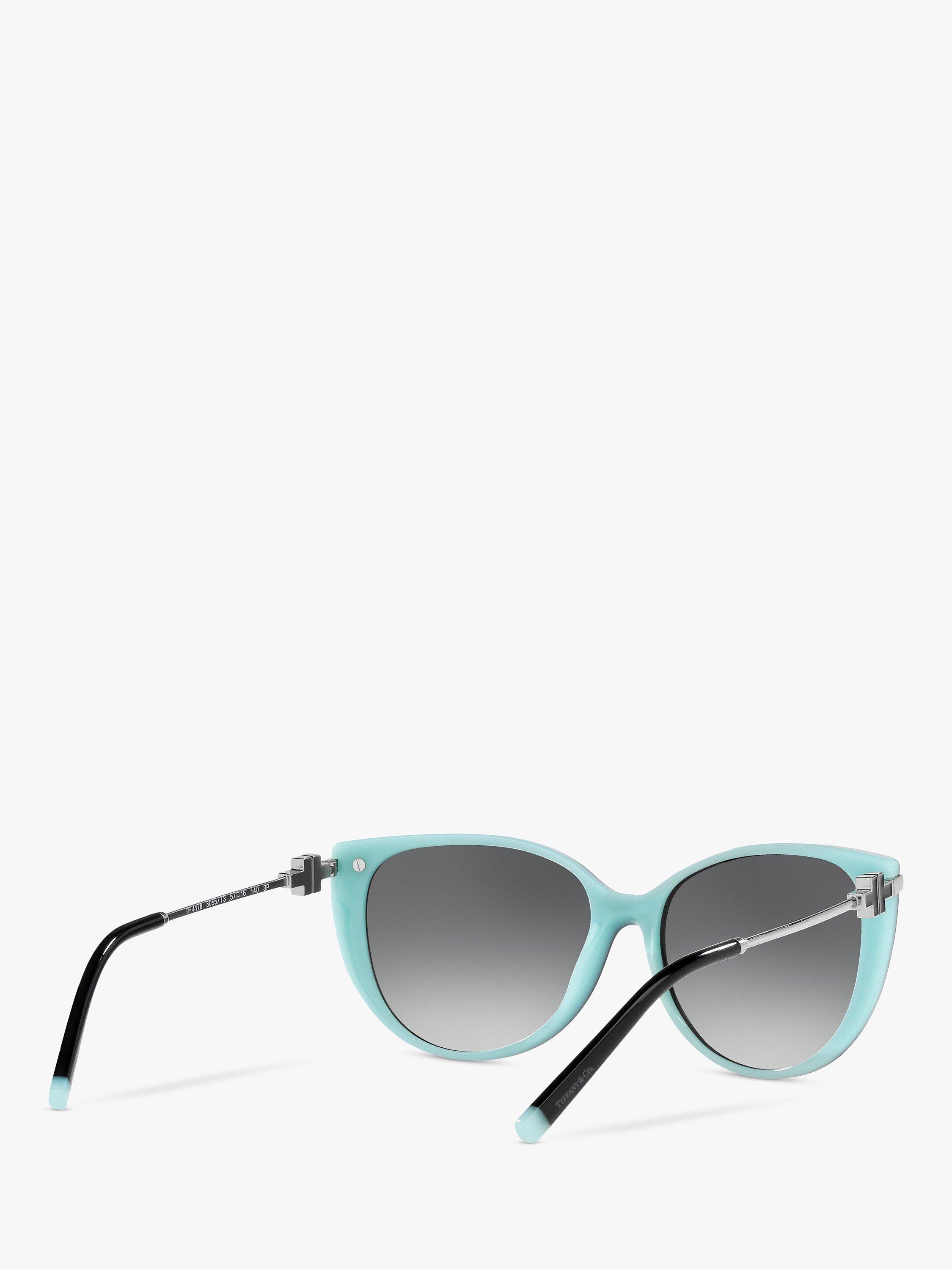 Product image 8 of 11, which shows Tiffany & Co TF4178 Women's Polarised Cat's Eye Sunglasses, Black/Tiffany Blue