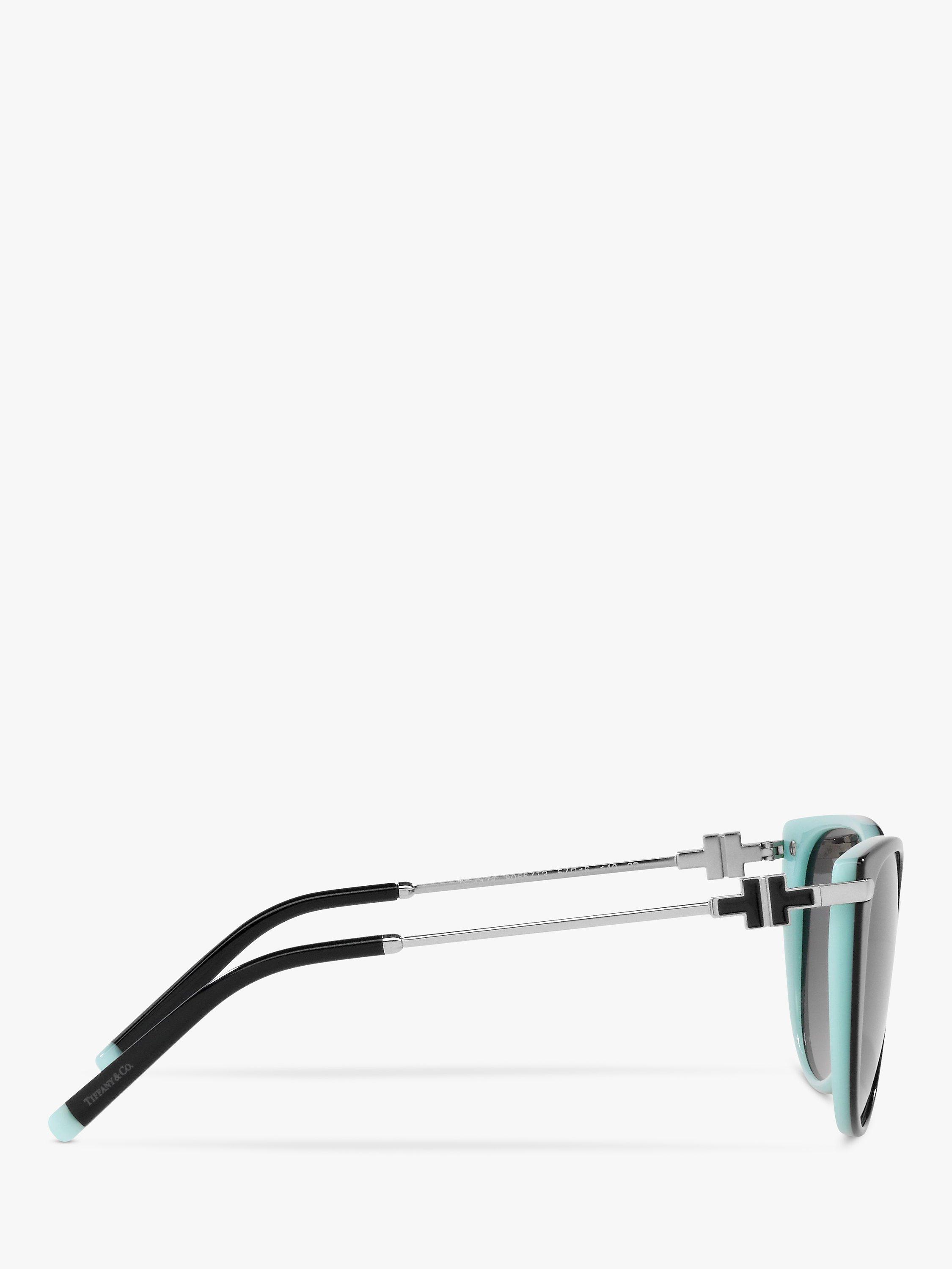 Product image 10 of 11, which shows Tiffany & Co TF4178 Women's Polarised Cat's Eye Sunglasses, Black/Tiffany Blue