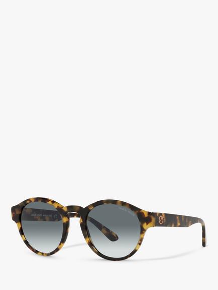 Giorgio Armani AR8146 Women's Oval Sunglasses, Yellow Havana/Grey Gradient, Yellow Havana/Grey Gradient