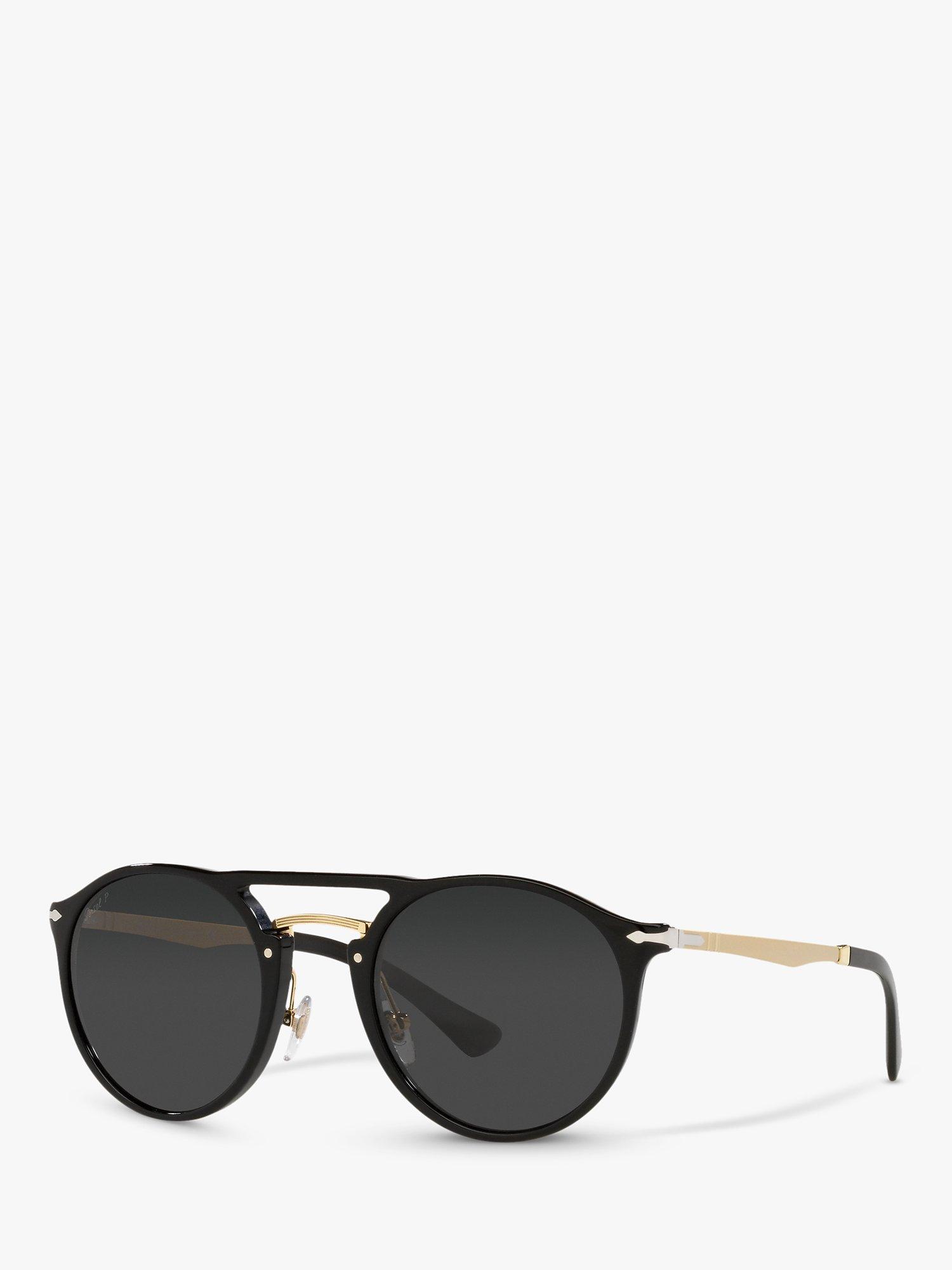 Product image 1 of 11, which shows Persol PO3264S Unisex Phantos Polarised Sunglasses, Black/Gold
