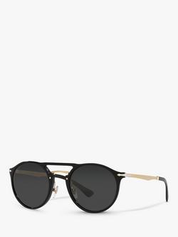 Persol PO3264S Unisex Phantos Polarised Sunglasses, Black/Gold, Black/Gold