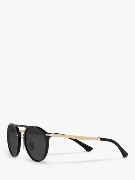 Persol PO3264S Unisex Phantos Polarised Sunglasses, Black/Gold - view 2, Black/Gold