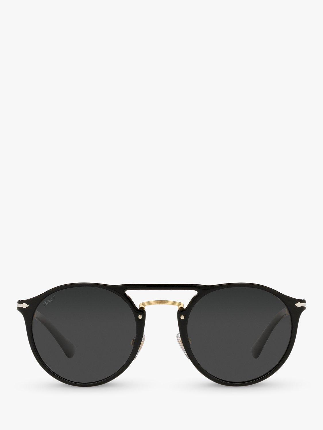 Product image 3 of 11, which shows Persol PO3264S Unisex Phantos Polarised Sunglasses, Black/Gold