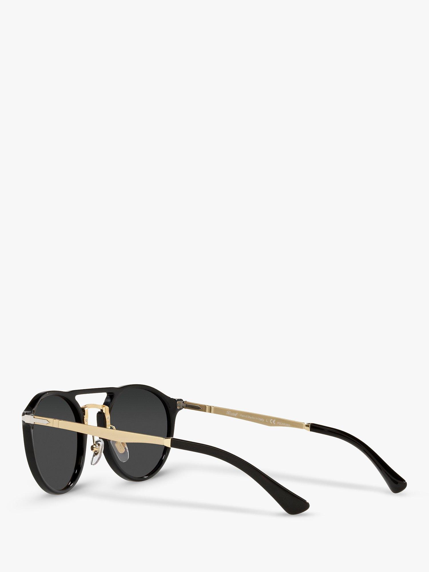 Product image 5 of 11, which shows Persol PO3264S Unisex Phantos Polarised Sunglasses, Black/Gold