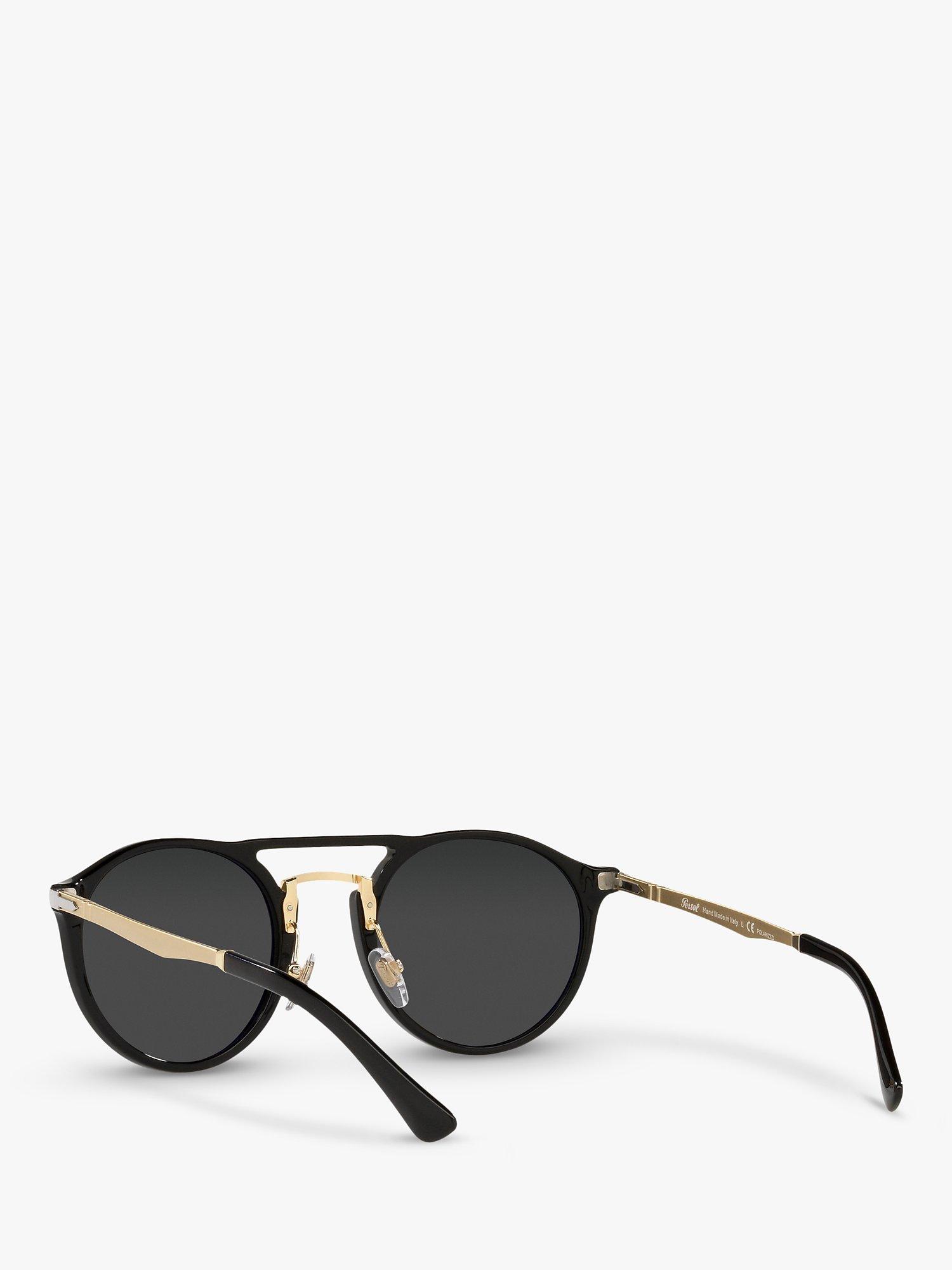 Product image 6 of 11, which shows Persol PO3264S Unisex Phantos Polarised Sunglasses, Black/Gold