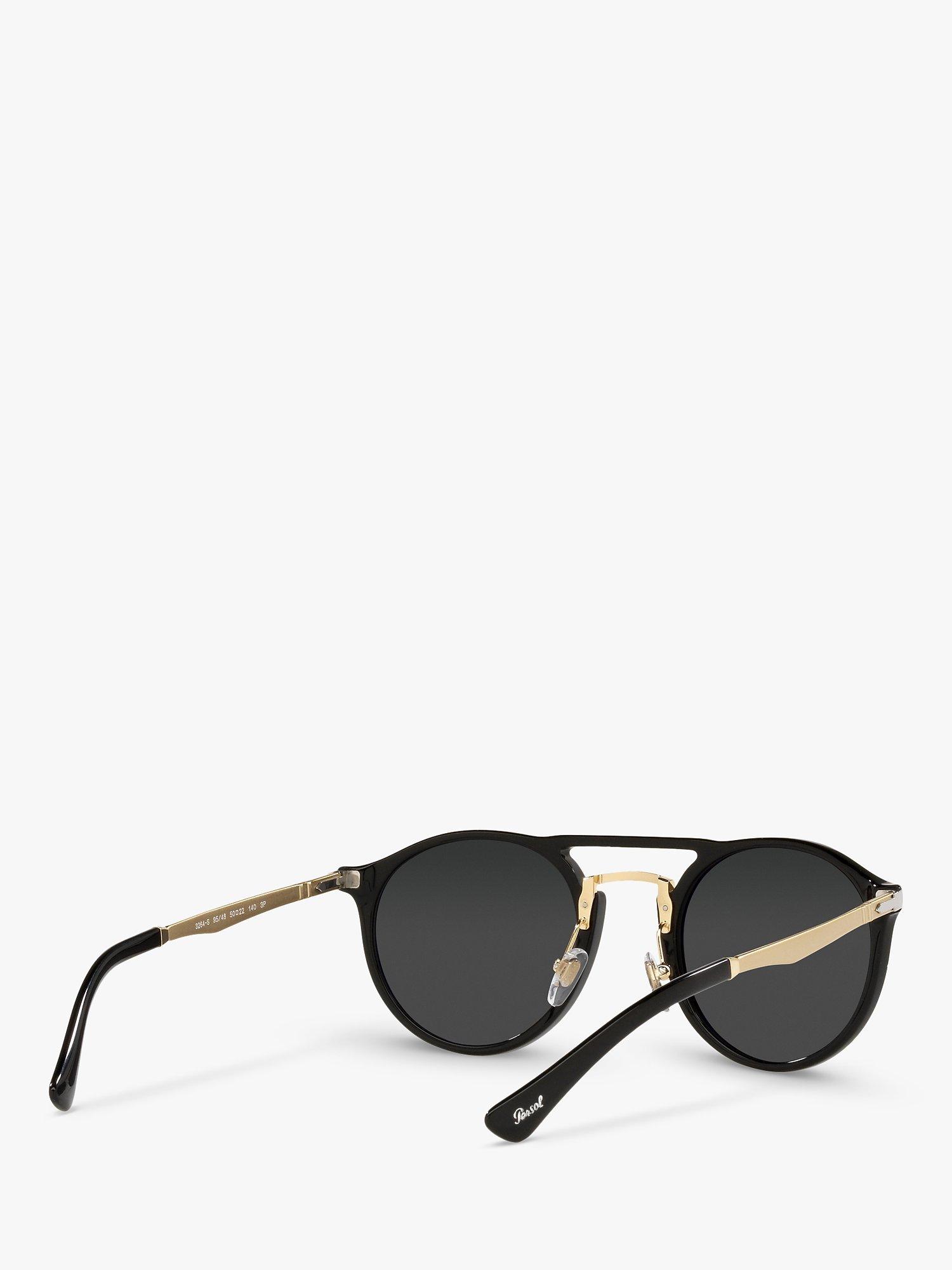 Product image 8 of 11, which shows Persol PO3264S Unisex Phantos Polarised Sunglasses, Black/Gold
