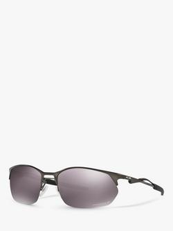 Oakley OO4145 Men's Wire Tap 2.0 Polarised Prizm Rectangular Sunglasses, Pewter/Mirror Grey, Pewter/Mirror Grey