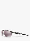 Oakley OO4145 Men's Wire Tap 2.0 Polarised Prizm Rectangular Sunglasses, Pewter/Mirror Grey