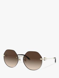 Tiffany & Co TF3077 Women's Irregular Sunglasses, Pale Gold, Pale Gold