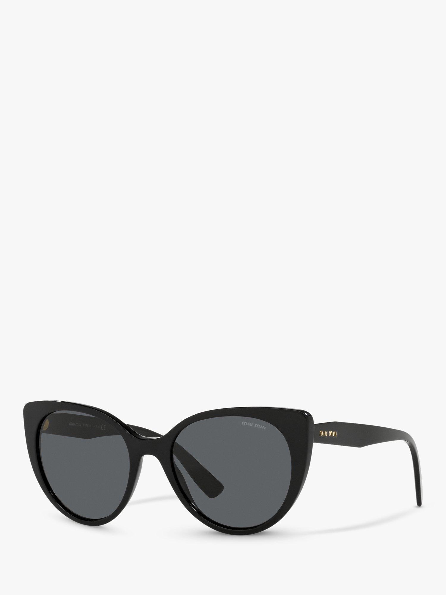 Product image 1 of 11, which shows Miu Miu MU 04XS Women's Cat's Eye Sunglasses, Black/Grey