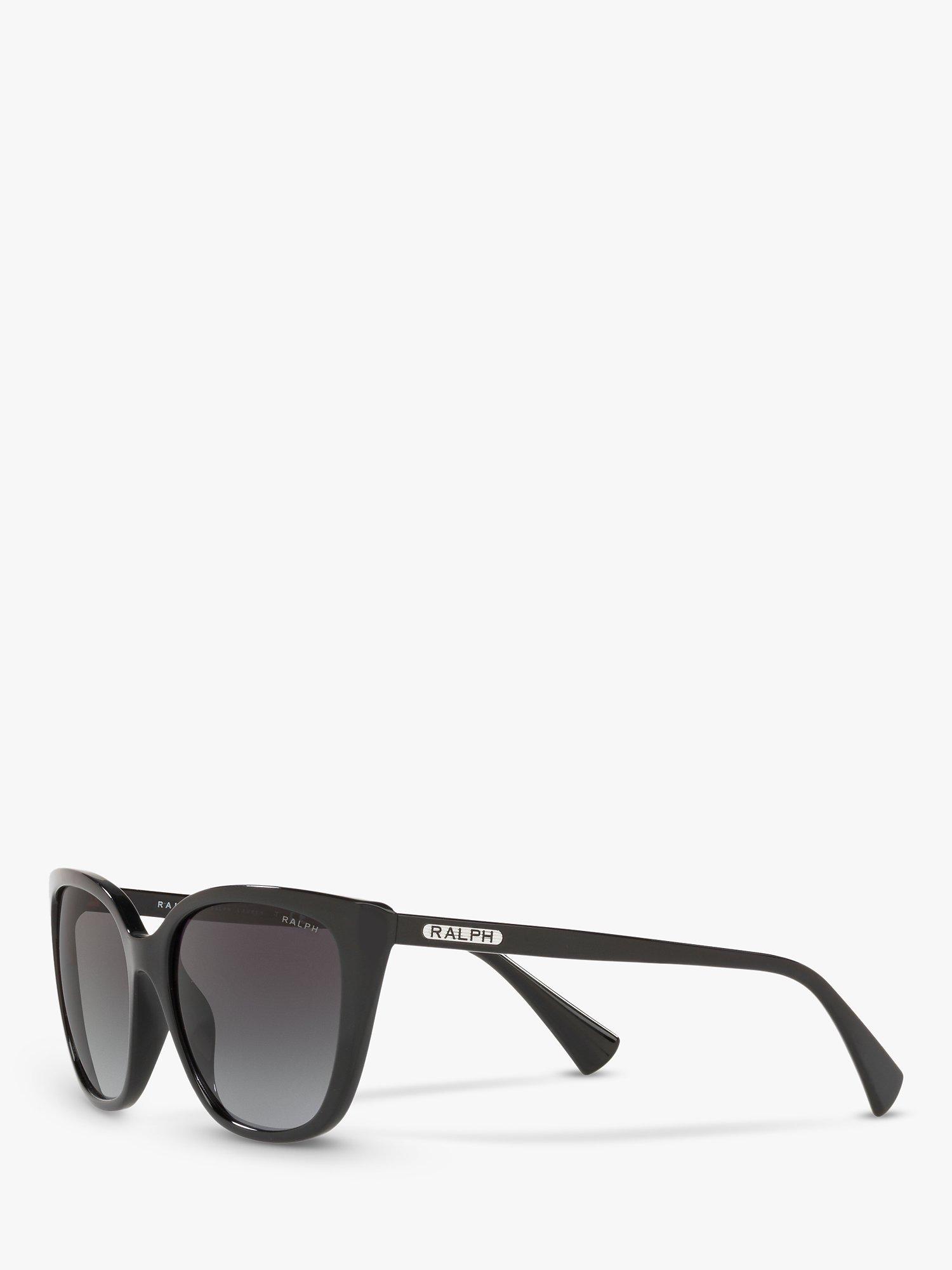 Product image 2 of 11, which shows Ralph RA5274 Women's Butterfly Shape Sunglasses, Black Gloss/Grey Gradient