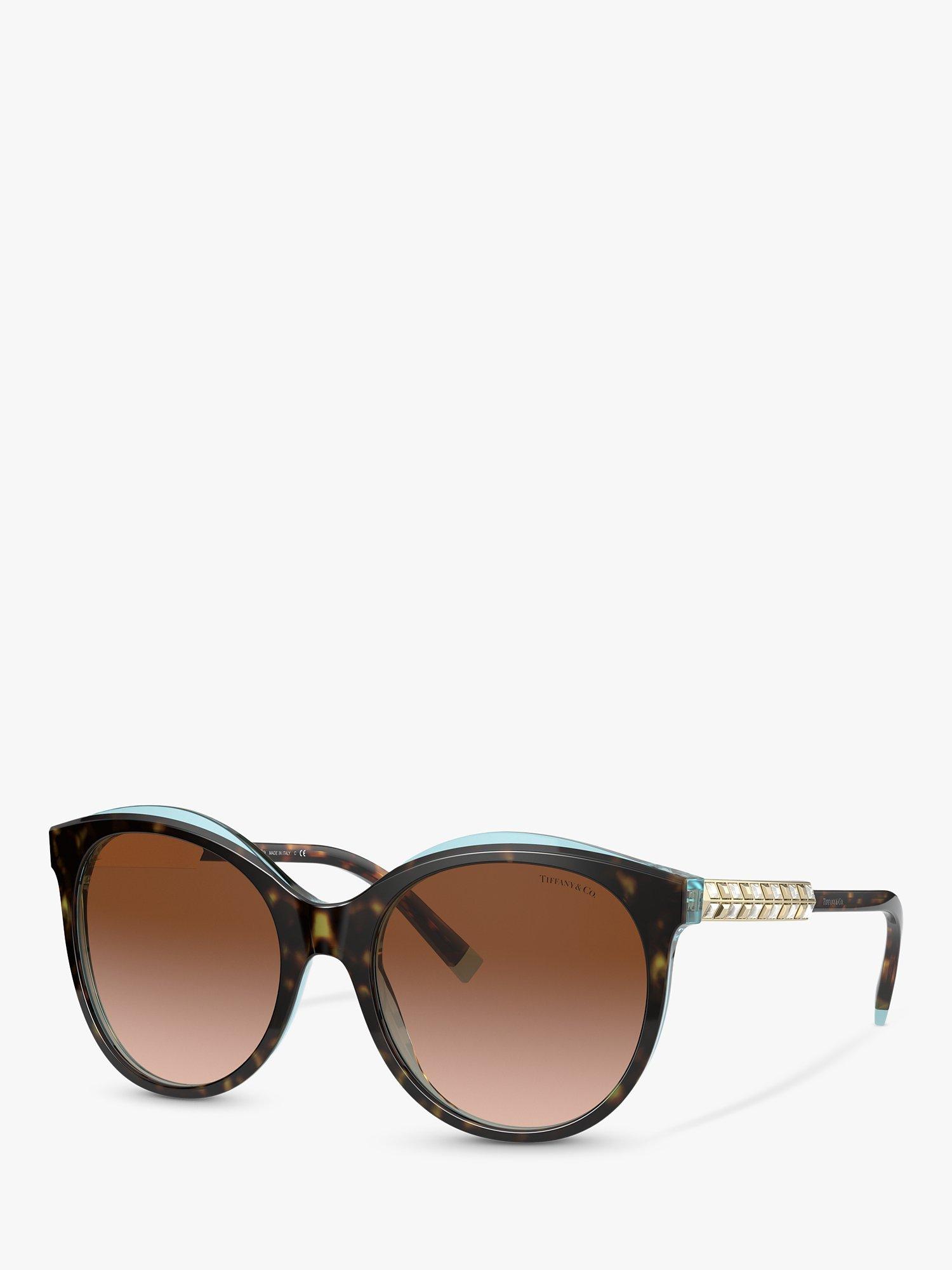 Tiffany & Co TF4175B Women's Cat's Eye Sunglasses, Havana On Crystal Tiffany Blue/Brown Gradient