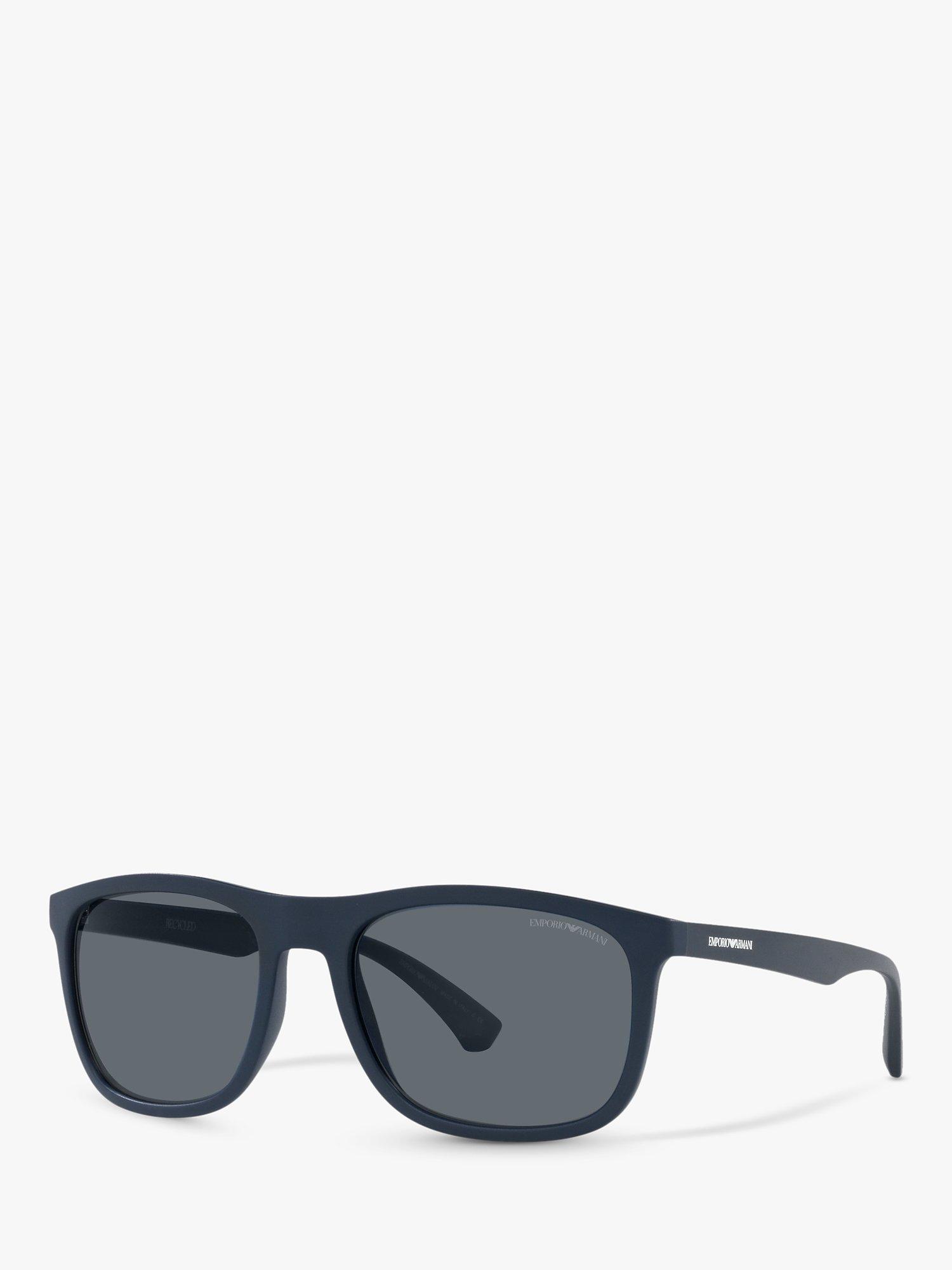 Emporio Armani EA4158 Men's Square Sunglasses, Matte Blue/Grey