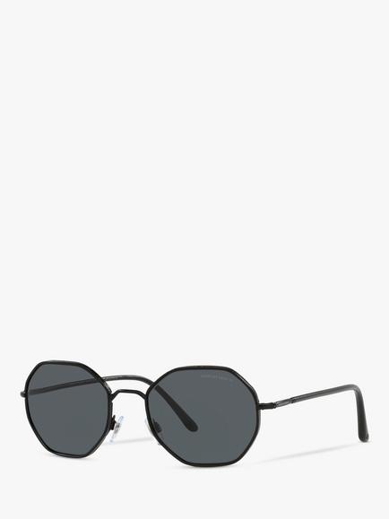Giorgio Armani AR6112J Men's Rectangular Sunglasses, Black/Grey