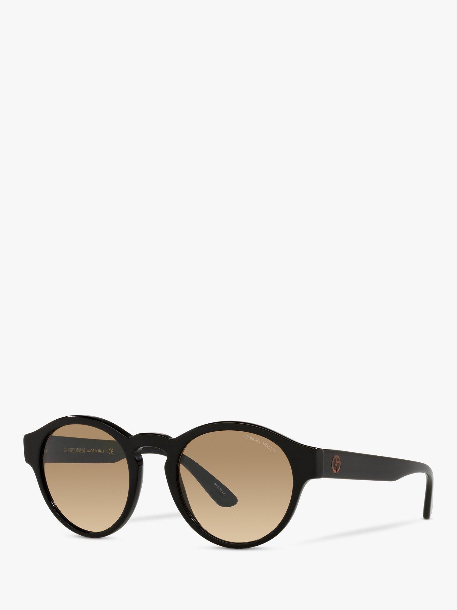 Product image 1 of 9, which shows Giorgio Armani AR8146 Women's Oval Sunglasses, Black/Beige Gradient