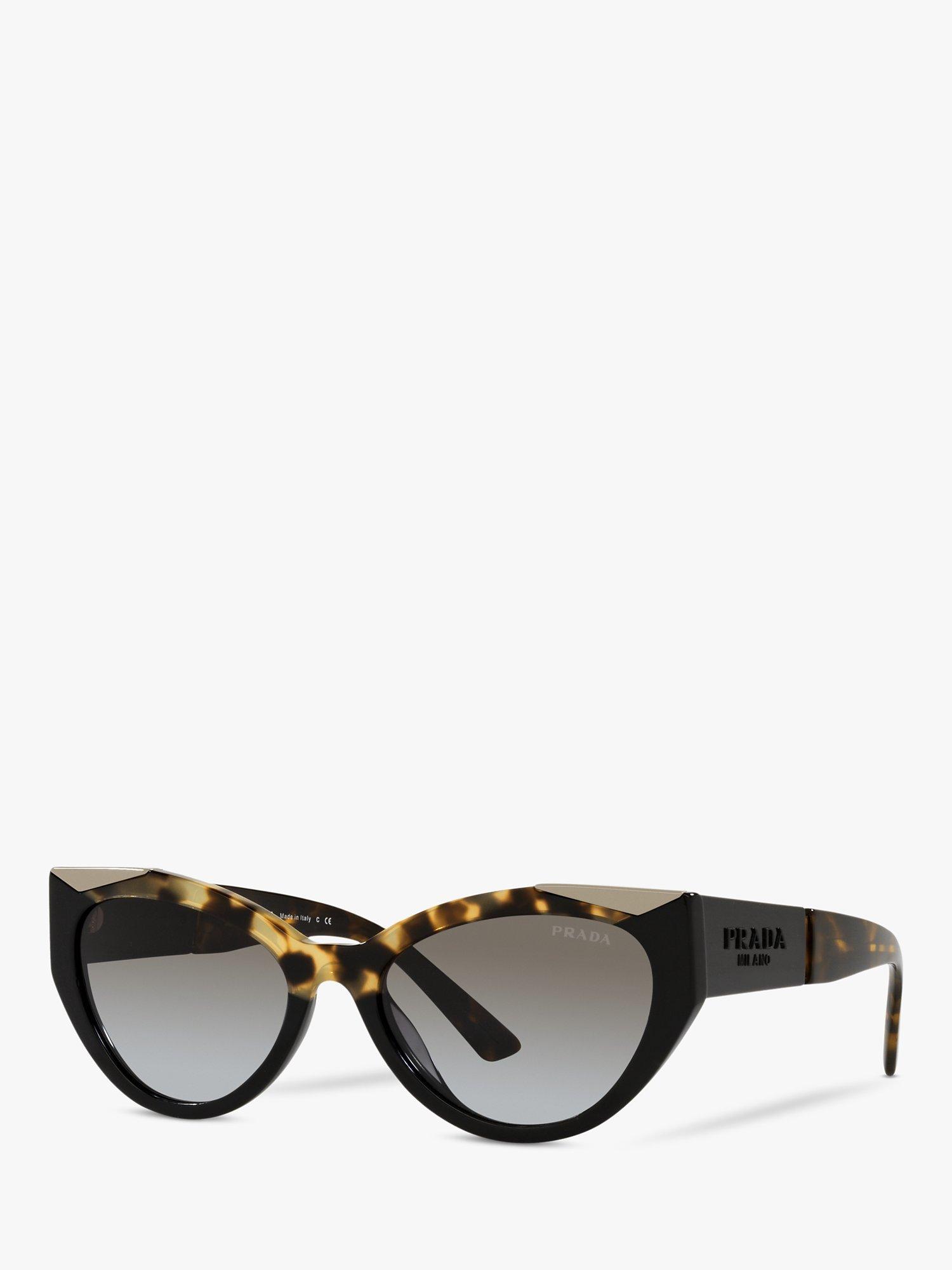 Prada PR 03WS Women's Cat's Eye Sunglasses, Black Medium Havana/Grey Gradient