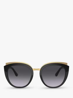 Dolce & Gabbana DG4383 Women's Butterfly Sunglasses, Black/Grey Gradient