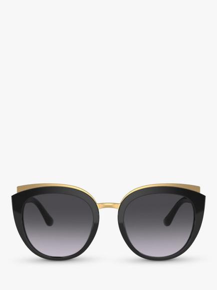 Dolce & Gabbana DG4383 Women's Butterfly Sunglasses, Black/Grey Gradient