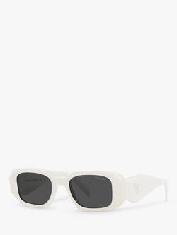 Prada PR17WS Women's Rectangular Sunglasses, White/Black, White/Grey