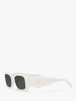 Prada PR17WS Women's Rectangular Sunglasses, White/Black - view 2, White/Grey