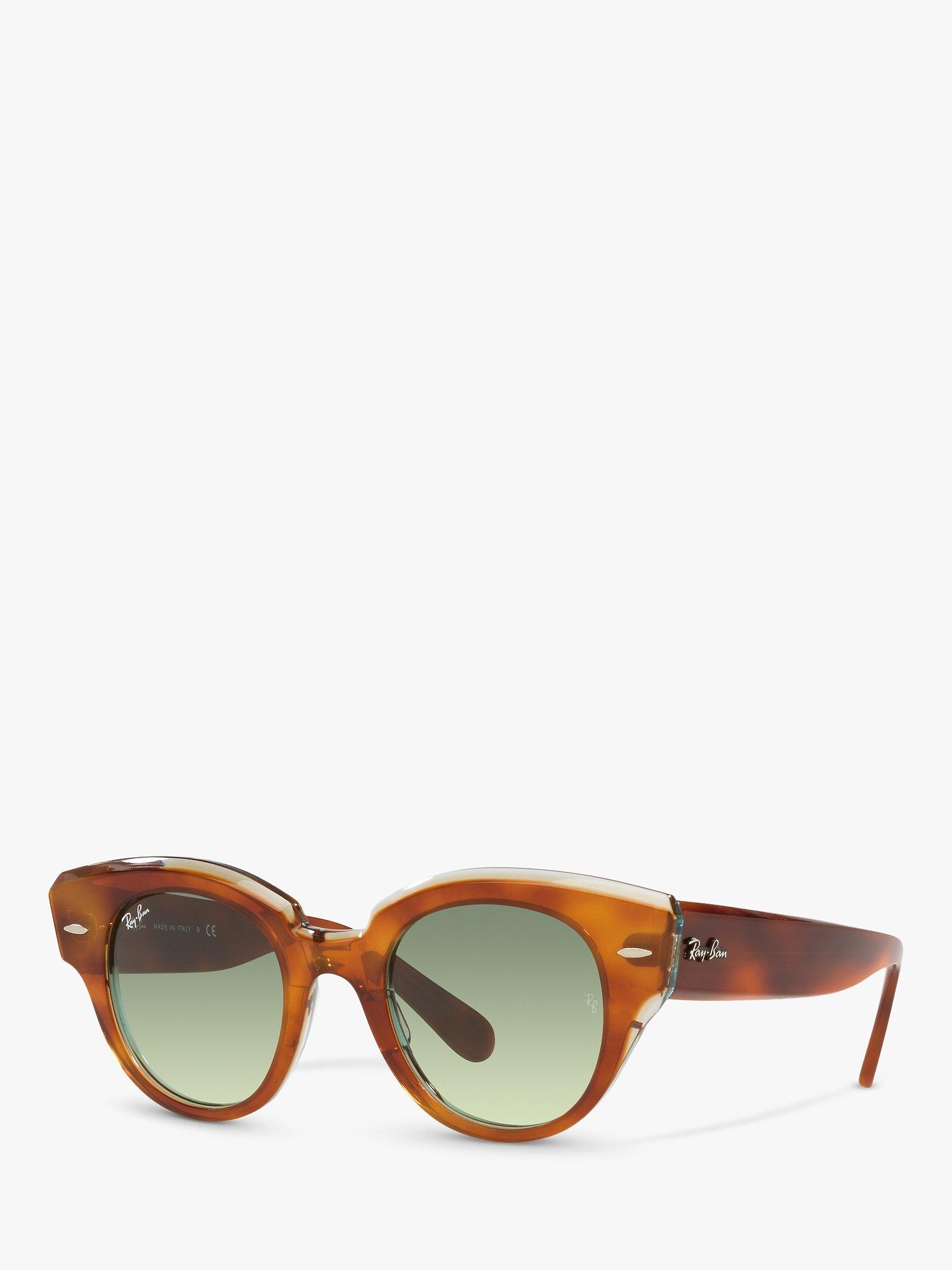 Ray-Ban RB2192 Women's Round Sunglasses, Havana on Transparent Green/Blue Gradient