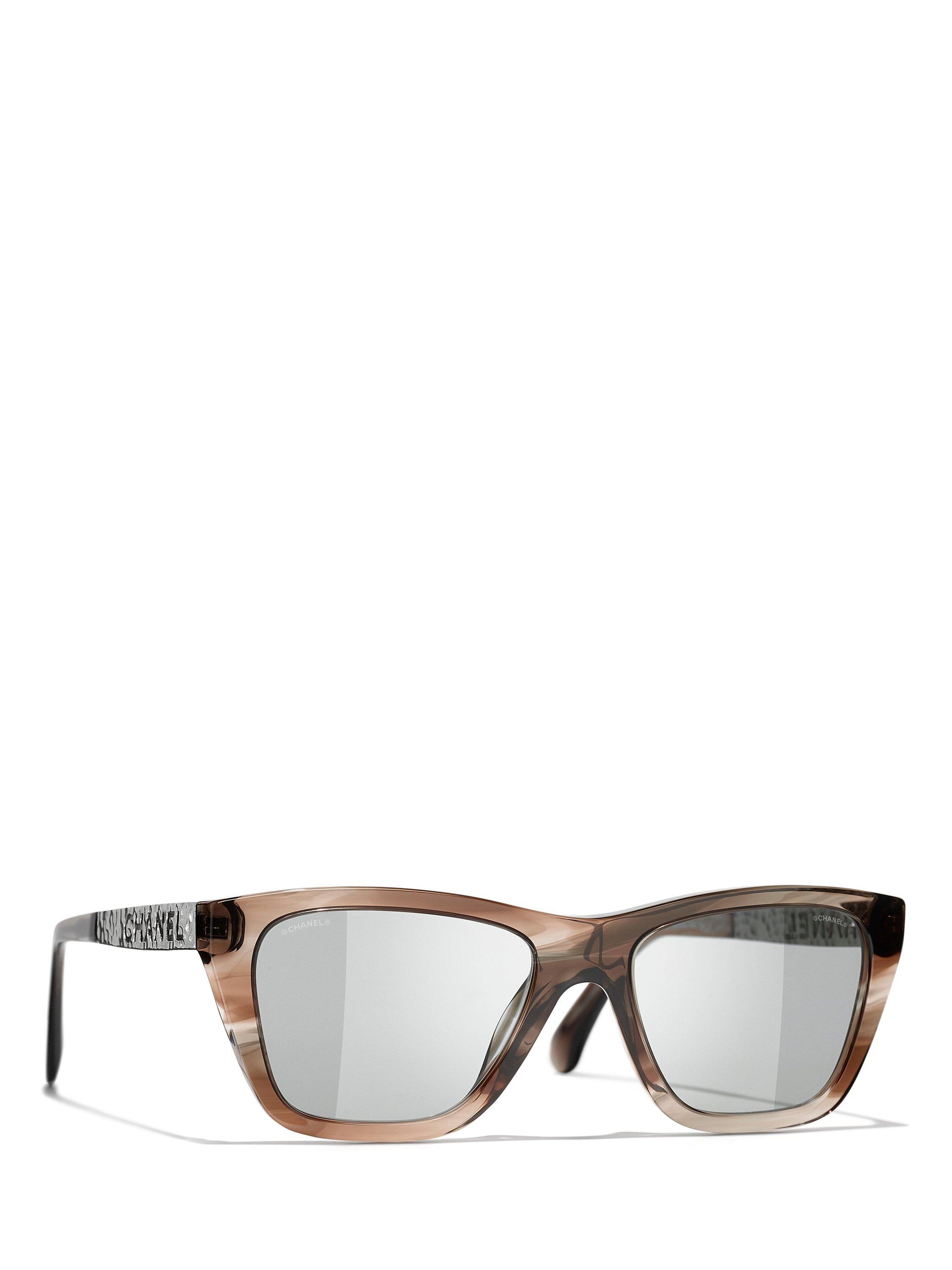 CHANEL Rectangular Sunglasses CH5442 Striped Brown/Light Grey