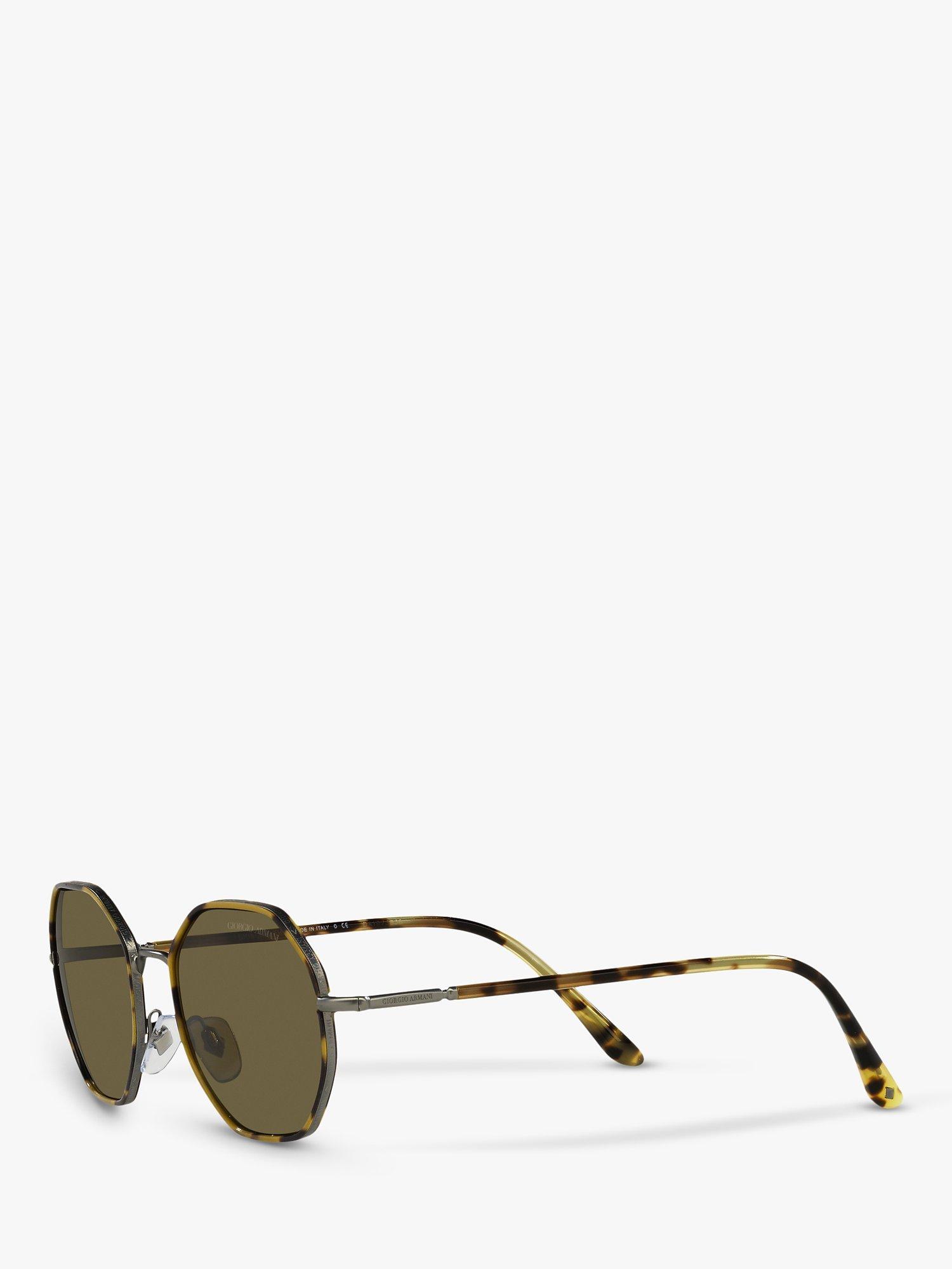 Product image 2 of 9, which shows Giorgio Armani AR6112J Men's Rectangular Sunglasses, Matte Gunmetal/Brown