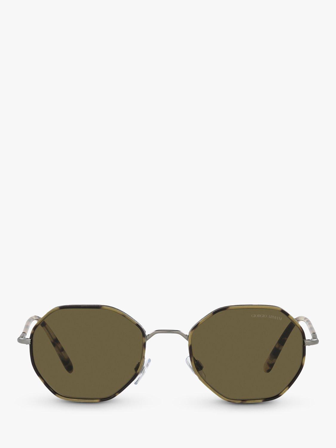 Product image 3 of 9, which shows Giorgio Armani AR6112J Men's Rectangular Sunglasses, Matte Gunmetal/Brown
