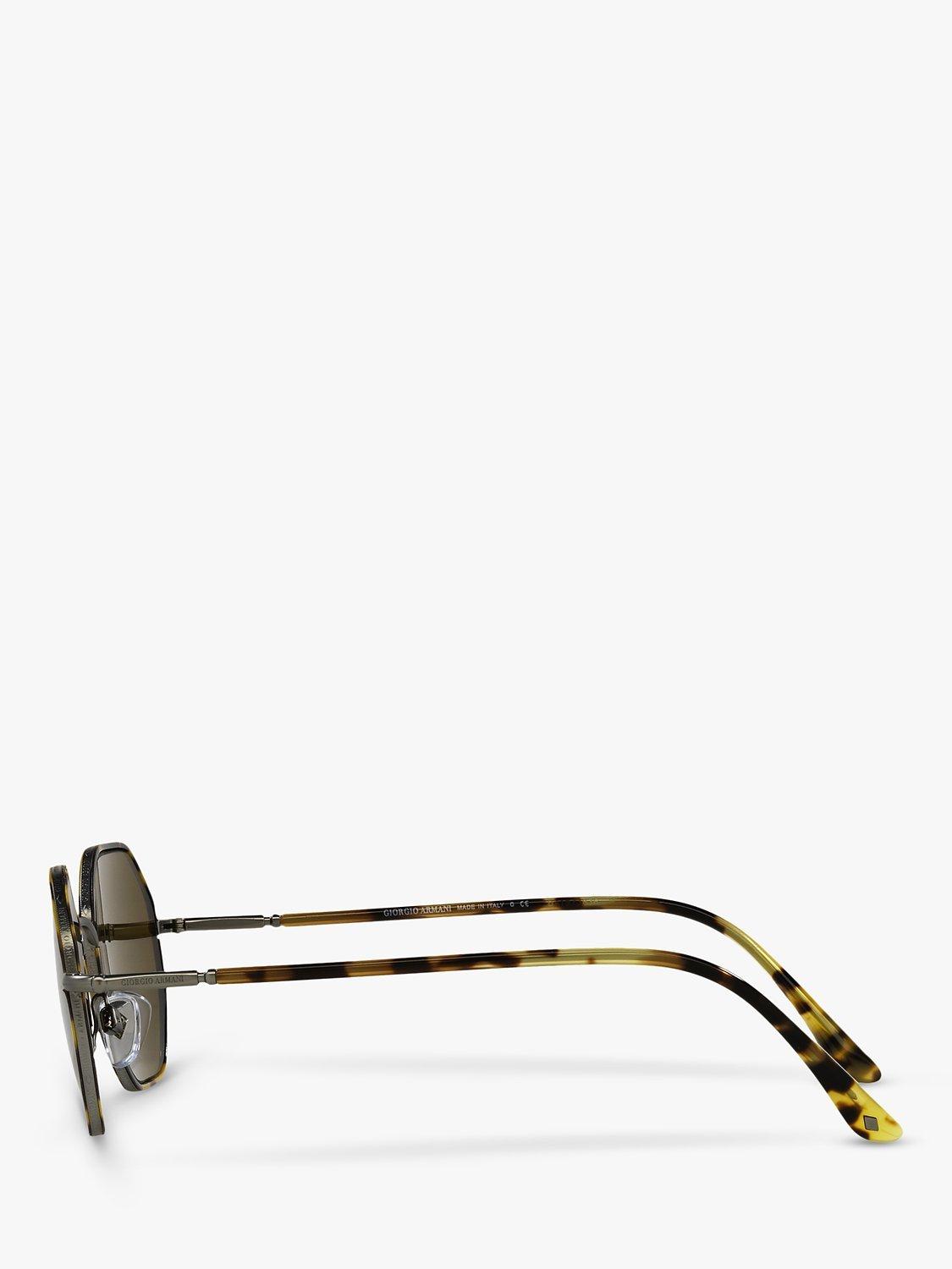Product image 4 of 9, which shows Giorgio Armani AR6112J Men's Rectangular Sunglasses, Matte Gunmetal/Brown