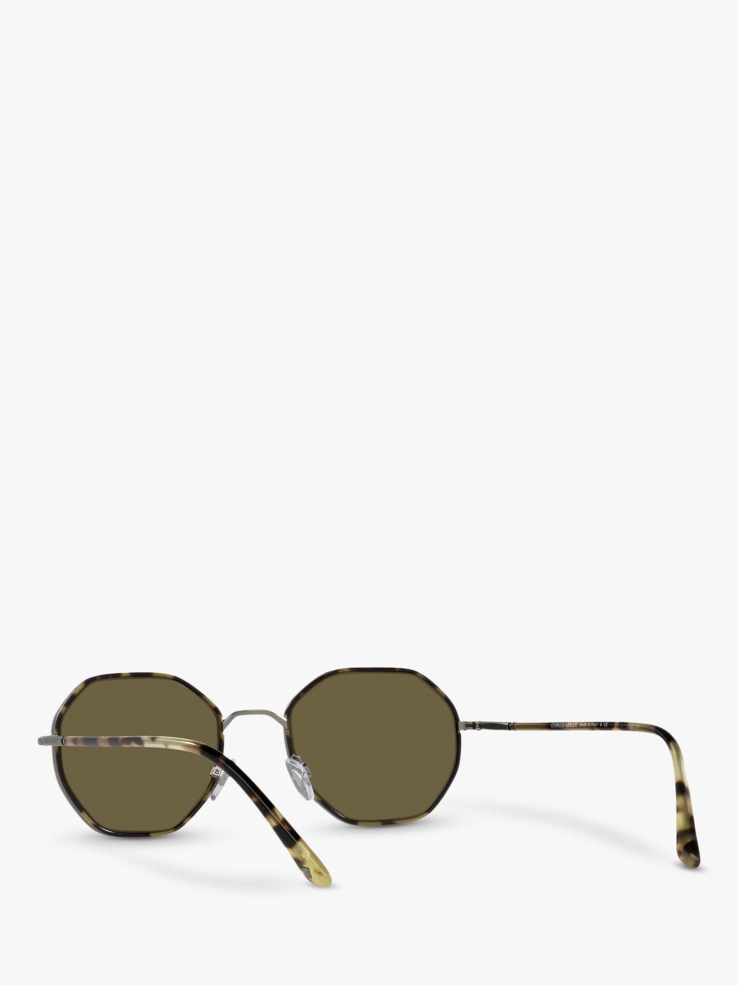 Product image 6 of 9, which shows Giorgio Armani AR6112J Men's Rectangular Sunglasses, Matte Gunmetal/Brown