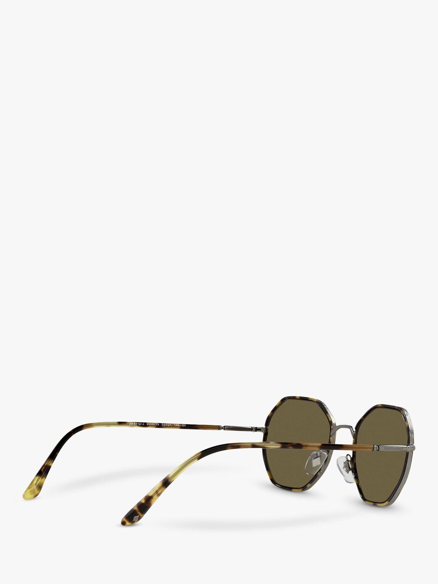 Product image 9 of 9, which shows Giorgio Armani AR6112J Men's Rectangular Sunglasses, Matte Gunmetal/Brown